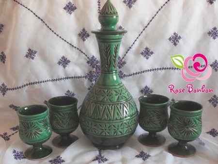 conjunto botella y 4 vasos